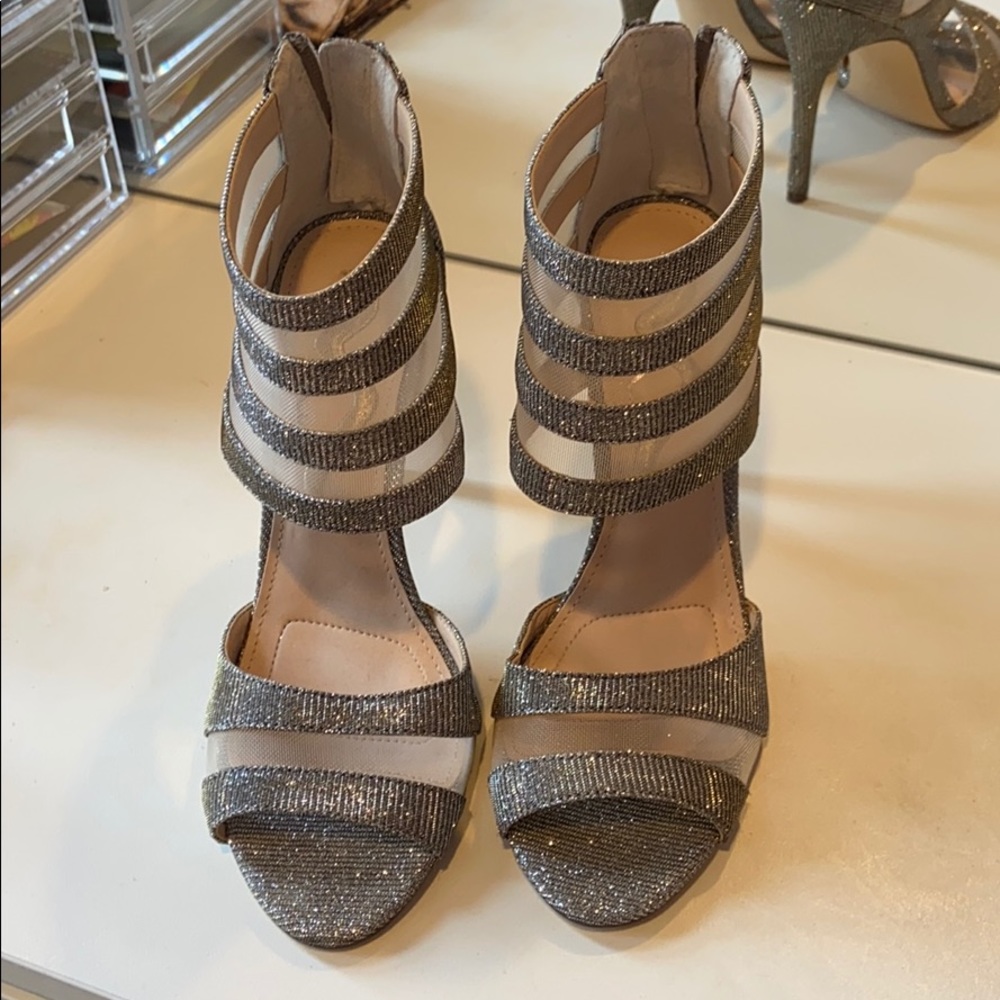 Size 7 Grey sparkly spike heeled shoes